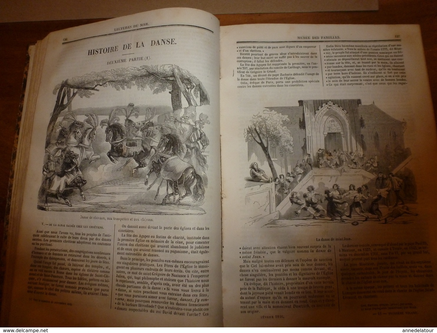 1845-46 MUSEE DES FAMILLES:Histoire de la danse;Histoire des poupées,des marionnettes;Tanger;Venise;Peintre Apelles ;etc