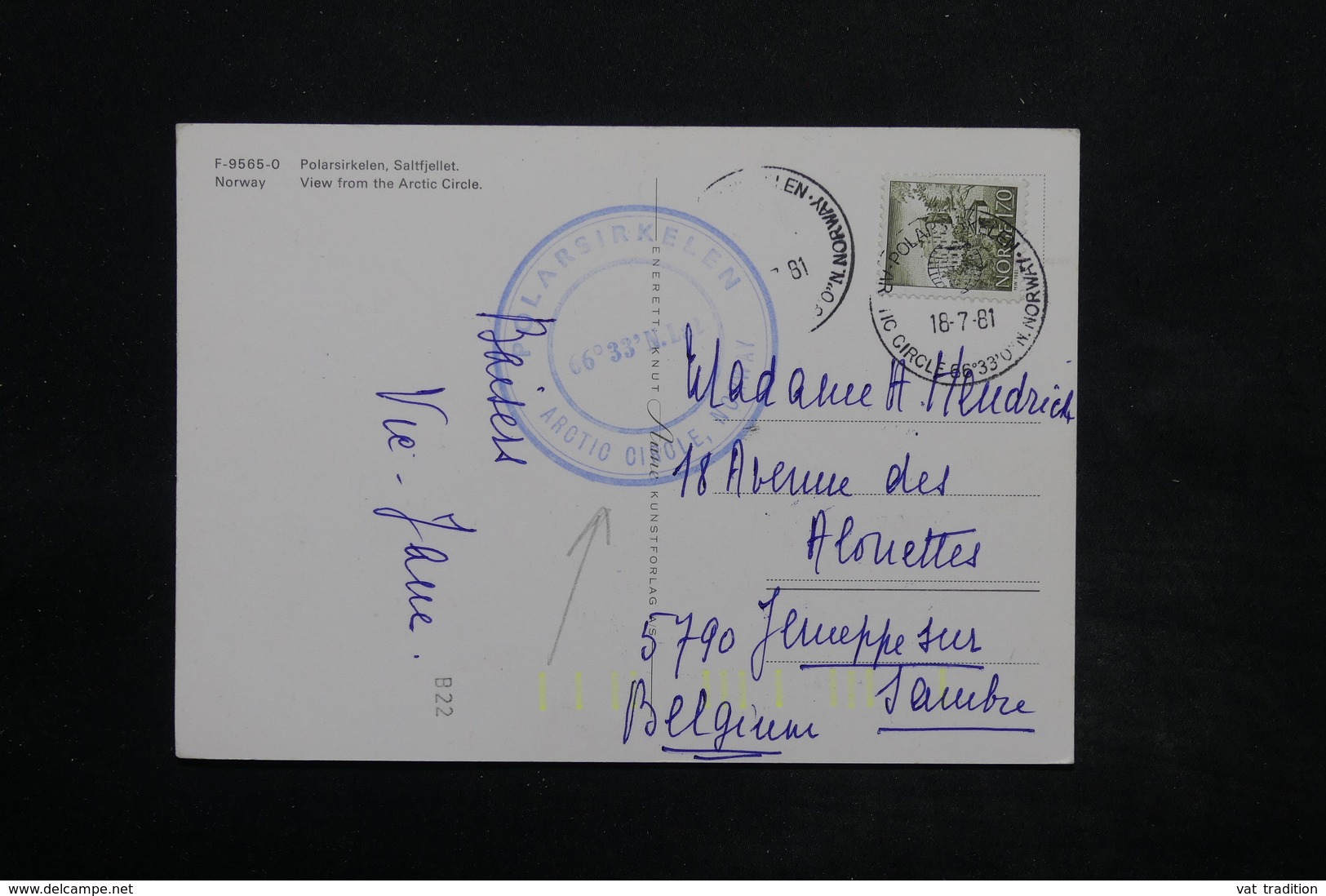 NORVÈGE - Cachet Du Cercle Arctique Sur Carte Postale En 1981 Pour La Belgique - L 25040 - Cartas & Documentos