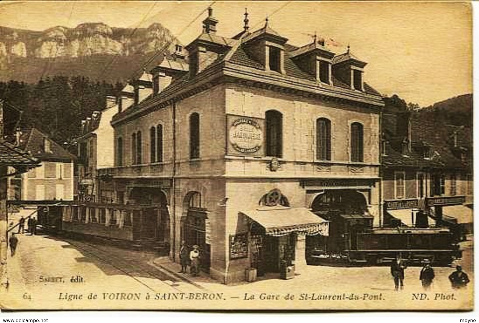 12547 - Isére -  SAINT LAURENT Du PONT  :   LA GARE  ( Rare Train Qui Passe Sous La Gare) Circulée 1919 - Saint-Laurent-du-Pont