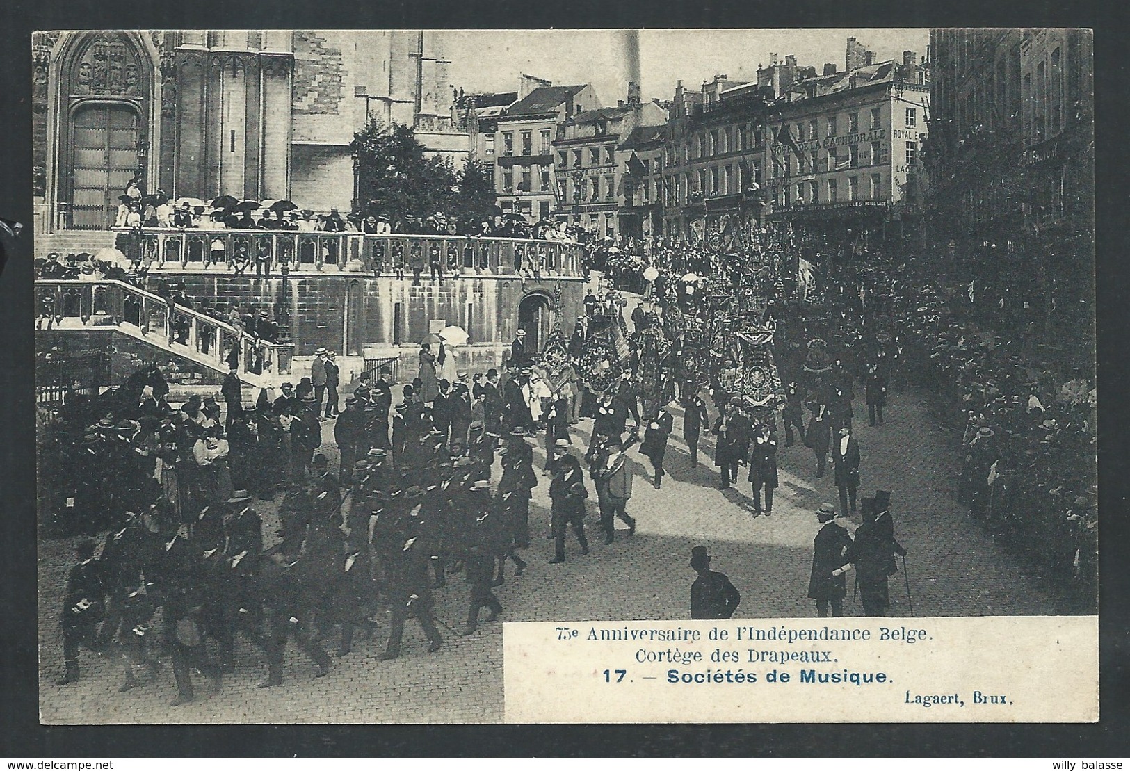 +++ CPA - BRUSSEL - BRUXELLES - Anniversaire Indépendance Belge - Sociétés De Musique - Publicité Bonneterie   // - Fêtes, événements