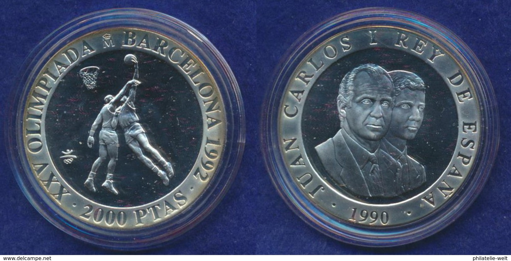 Spanien 2000 Pesetas 1990 Basketball Ag925 27g - 2 000 Pesetas