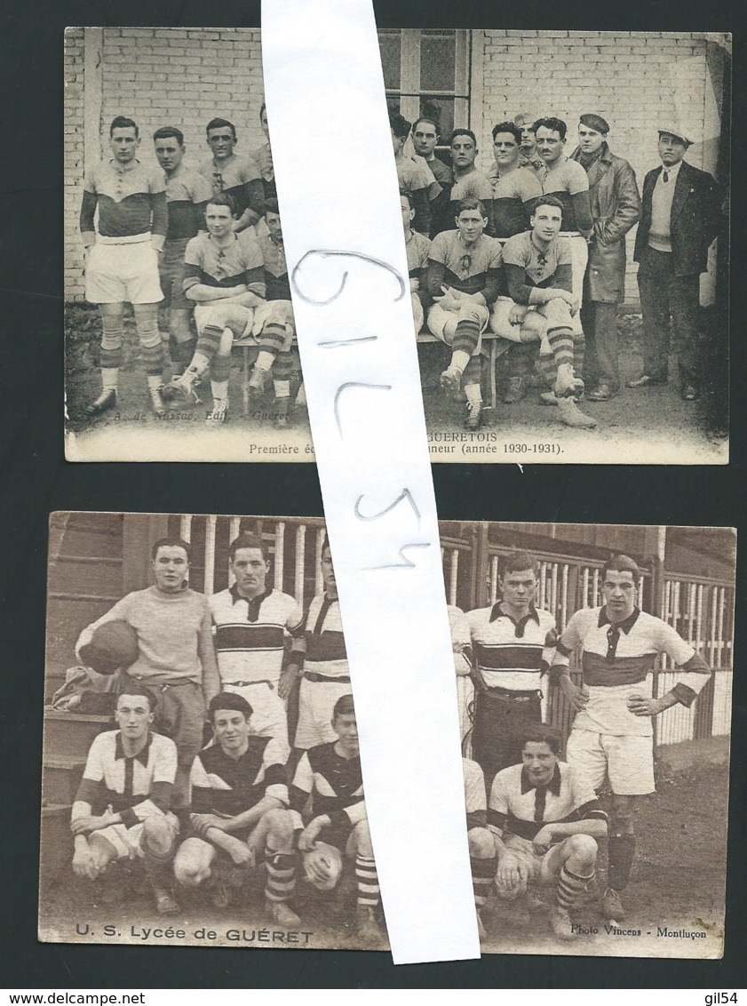 LOT 2 CPA - U.S. LYCEE GUERET  Et Rugby-club Guérétois, 1er équipe Division  D'honneur , Année 1930/31  Gao01 - Guéret