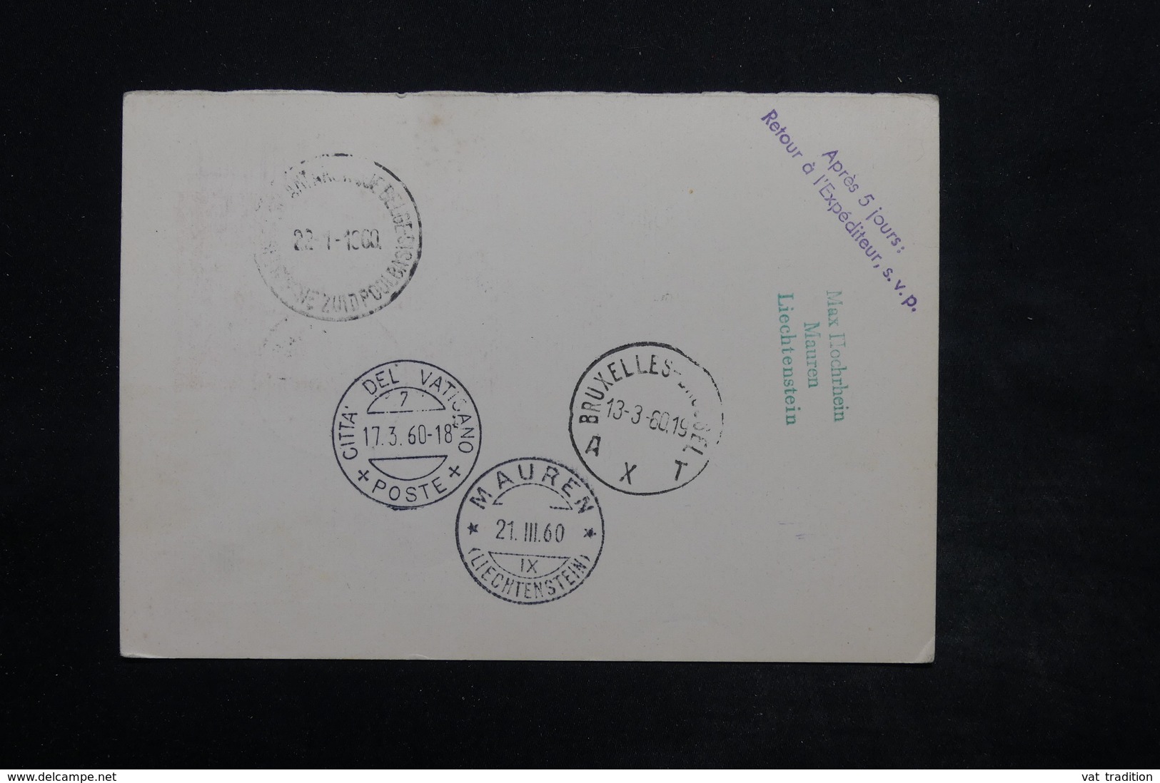 VATICAN - Carte Réponse De La Base Antarctique Belge Pour L 'Italie En 1960, Affranchissement Plaisant - L 25048 - Covers & Documents