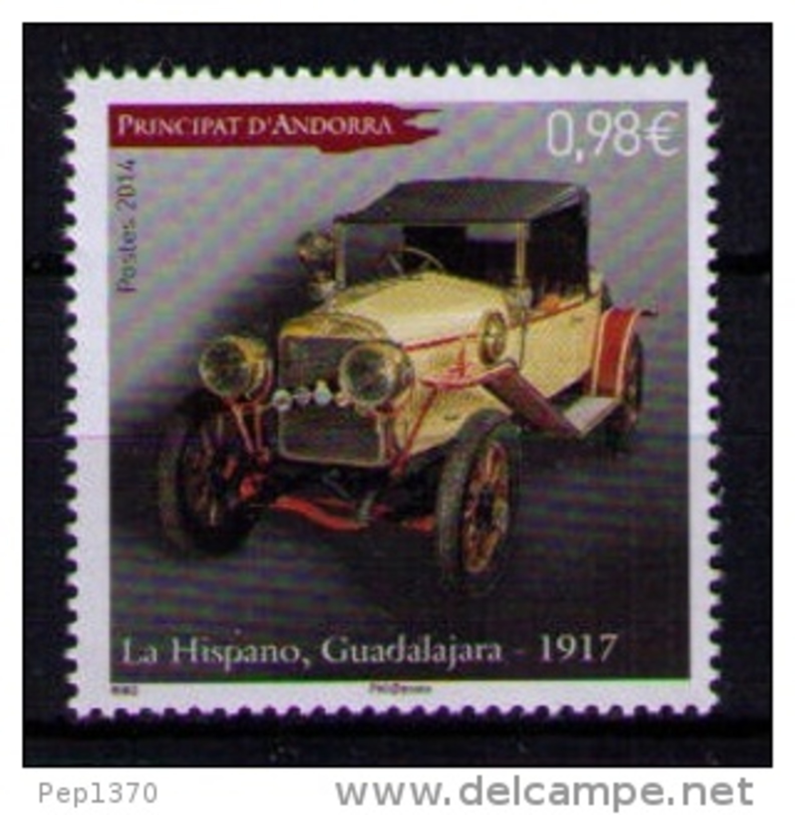 ANDORRA FRANCESA 2014 - AUTOMOVIL - LA HISPANO GUADALAJARA DE 1917  - 1 SELLO - Nuevos