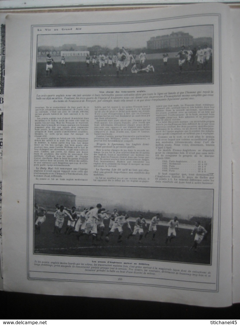 1910 RUGBY : FRANCE ANGLETERRE/ROUGIER AU DESSUS DE LA MEDITERRANEE/FARMAN RECORD VOL AVEC PASSAGERS - 1900 - 1949