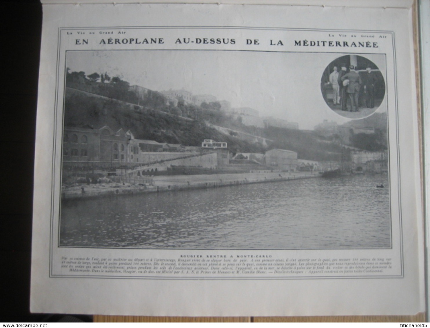 1910 RUGBY : FRANCE ANGLETERRE/ROUGIER AU DESSUS DE LA MEDITERRANEE/FARMAN RECORD VOL AVEC PASSAGERS