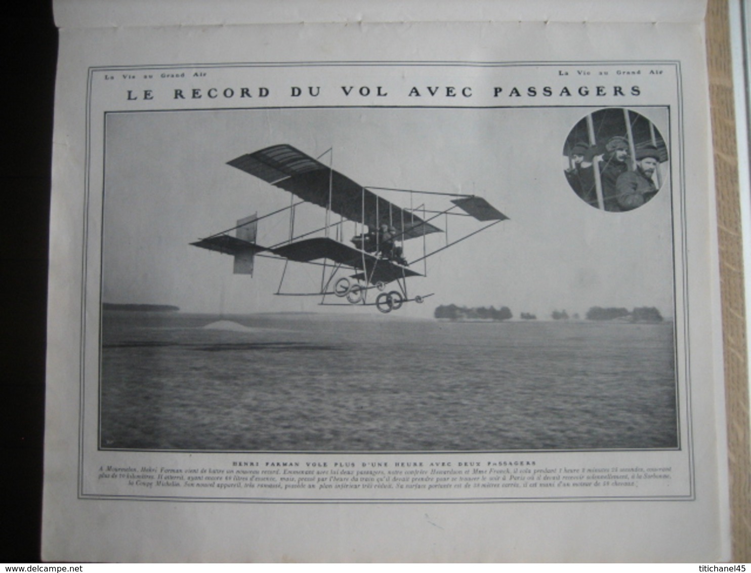 1910 RUGBY : FRANCE ANGLETERRE/ROUGIER AU DESSUS DE LA MEDITERRANEE/FARMAN RECORD VOL AVEC PASSAGERS