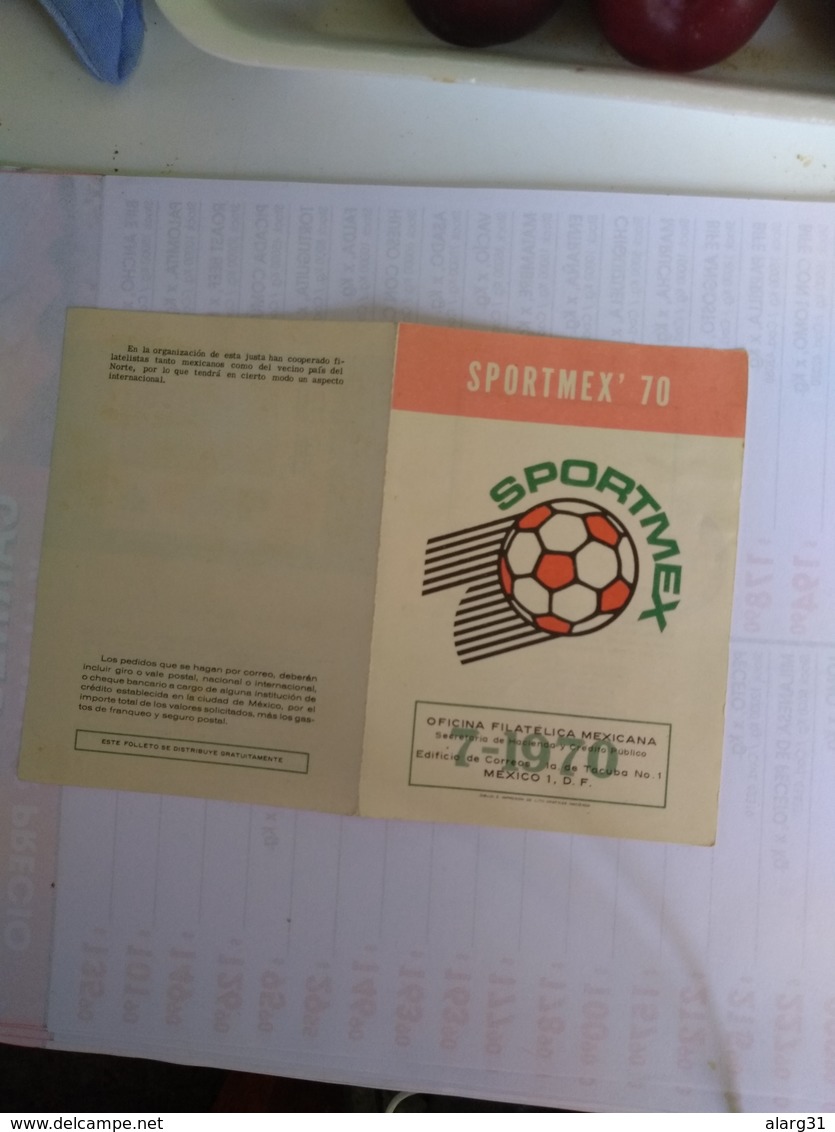 Mexico The Ss Sportmex For World Cup Información Po Folder With Day Of Issue Pictorial Pmk - 1970 – Mexique