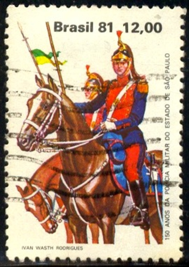 Mounted Policemen, Sao Paulo State Police, 150th, Brazil Stamp SC#1780 Used - Oblitérés