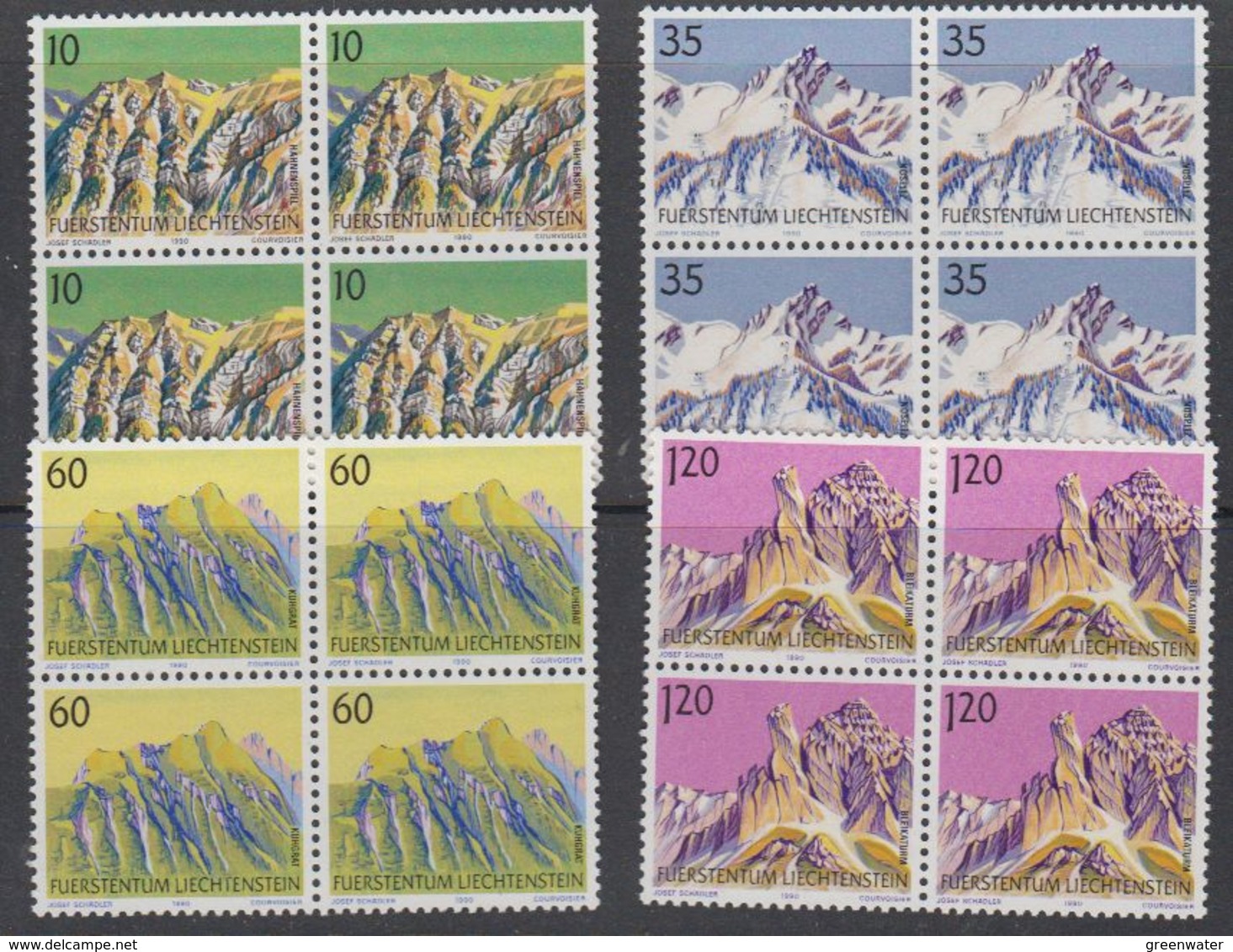 Liechtenstein 1990 Berge III 4v Bl Of 4 ** Mnh (42150) - Ongebruikt