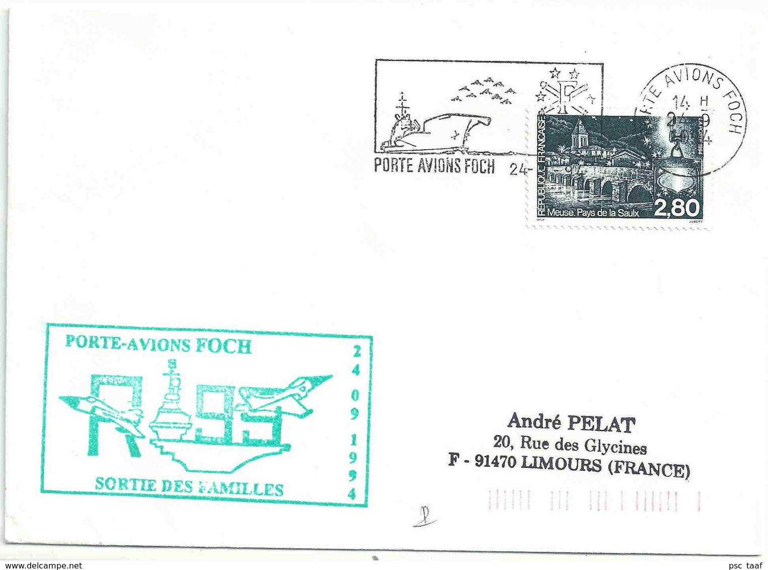 Secap Du Porte-avions Foch - Sortie Des Familles - Sur YT 2892 Pays De La Saulx - Military Postmarks From 1900 (out Of Wars Periods)