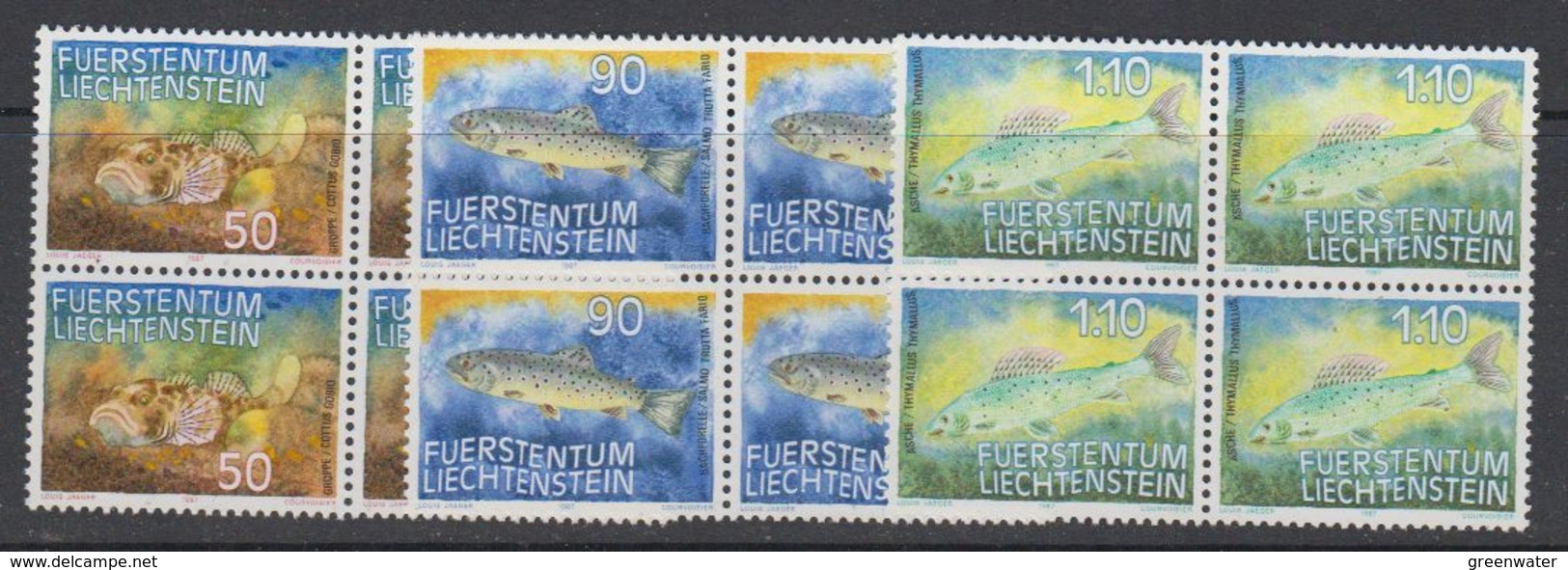 Liechtenstein 1987 Fische I 3v Bl Of 4 ** Mnh (42150G) - Ongebruikt