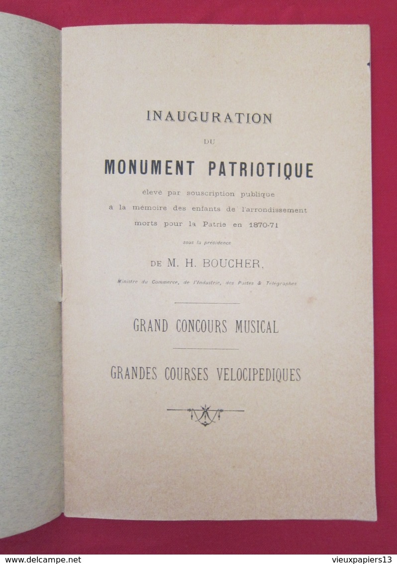 Rare Programme De 1897 Ville De MILLAU (Aveyron) Fêtes Des 23, 24 & 25 Oct. 1897 - TBE - Vélocipèdes Montgolfière &c - Programmes