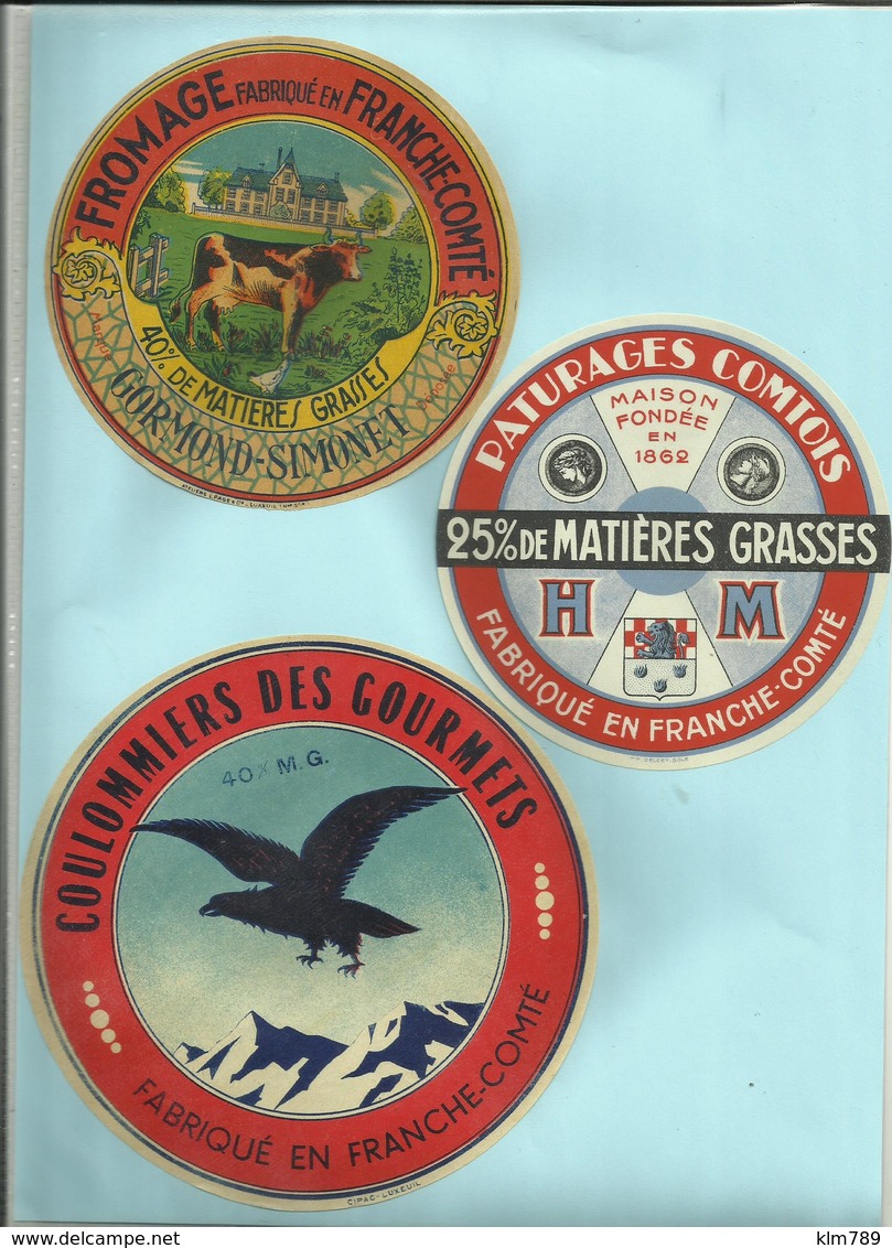 Haute Saone - Doubs - Franche Comté- Gormond - Simonet -Aigle  - Lot De 3  étiquettes Fromage - Déco Cuisine -Réf.33 - Publicités