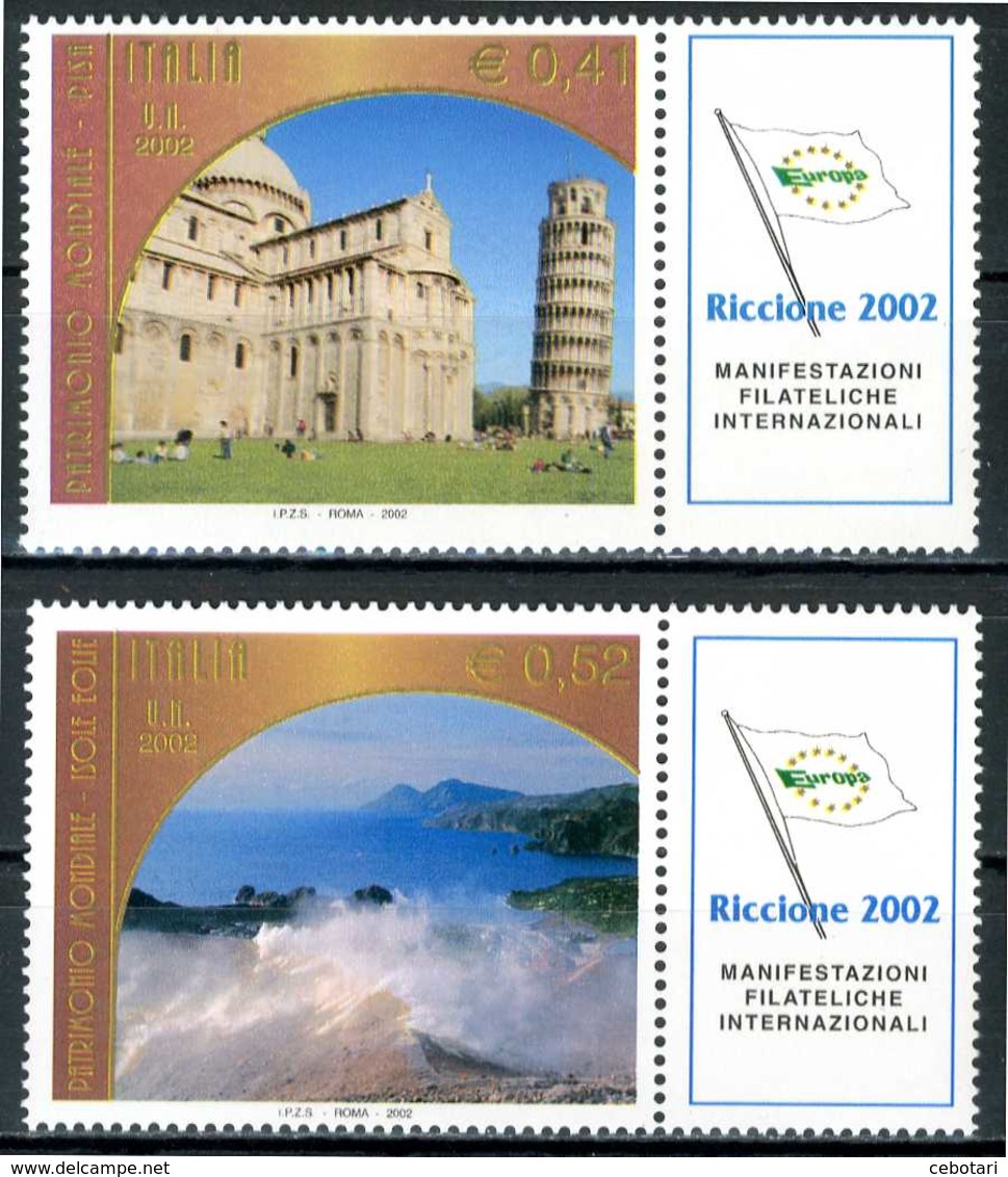 ITALIA / ITALY 2002** - Patrimonio Mondiale - UNESCO - 2 Val. MNH Con Appendice, Come Da Scansione. - UNESCO