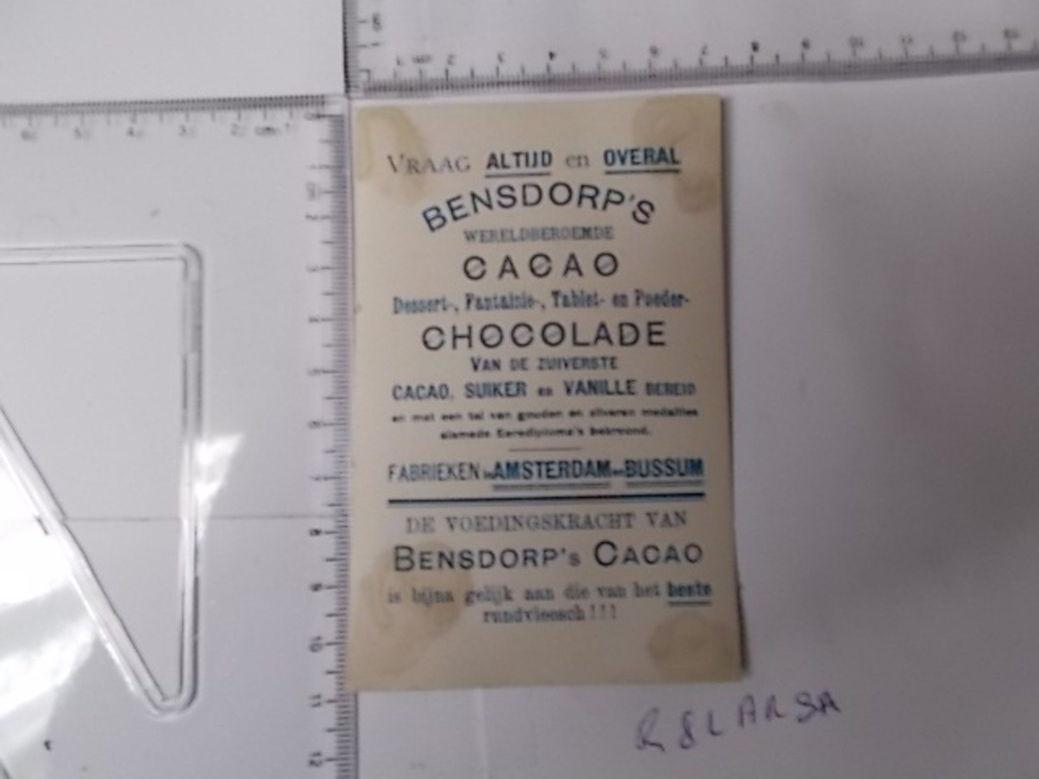 Chromo Cacao Bensdorp's-vergeet Niet Den Achterkant Te Lezen ! Photo Recto/verso - Other & Unclassified