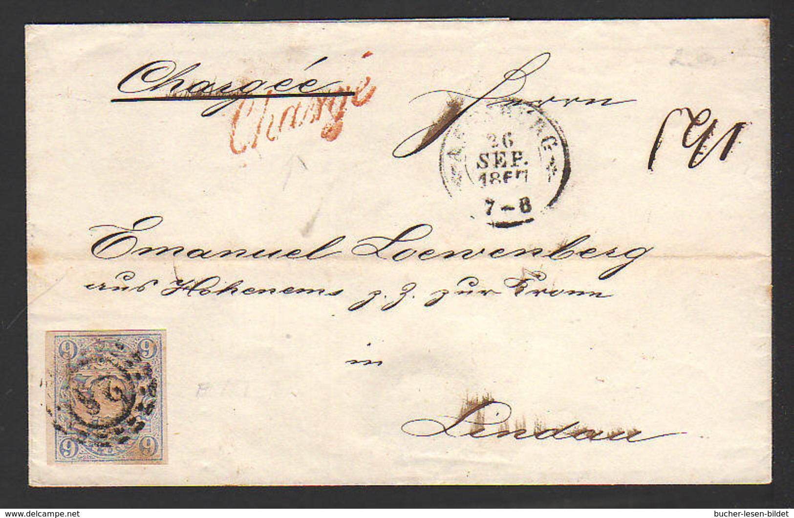 1867 - 6 Kr. Auf Brief "Charge" Ab Augsburg Nach Lindau - Autres & Non Classés