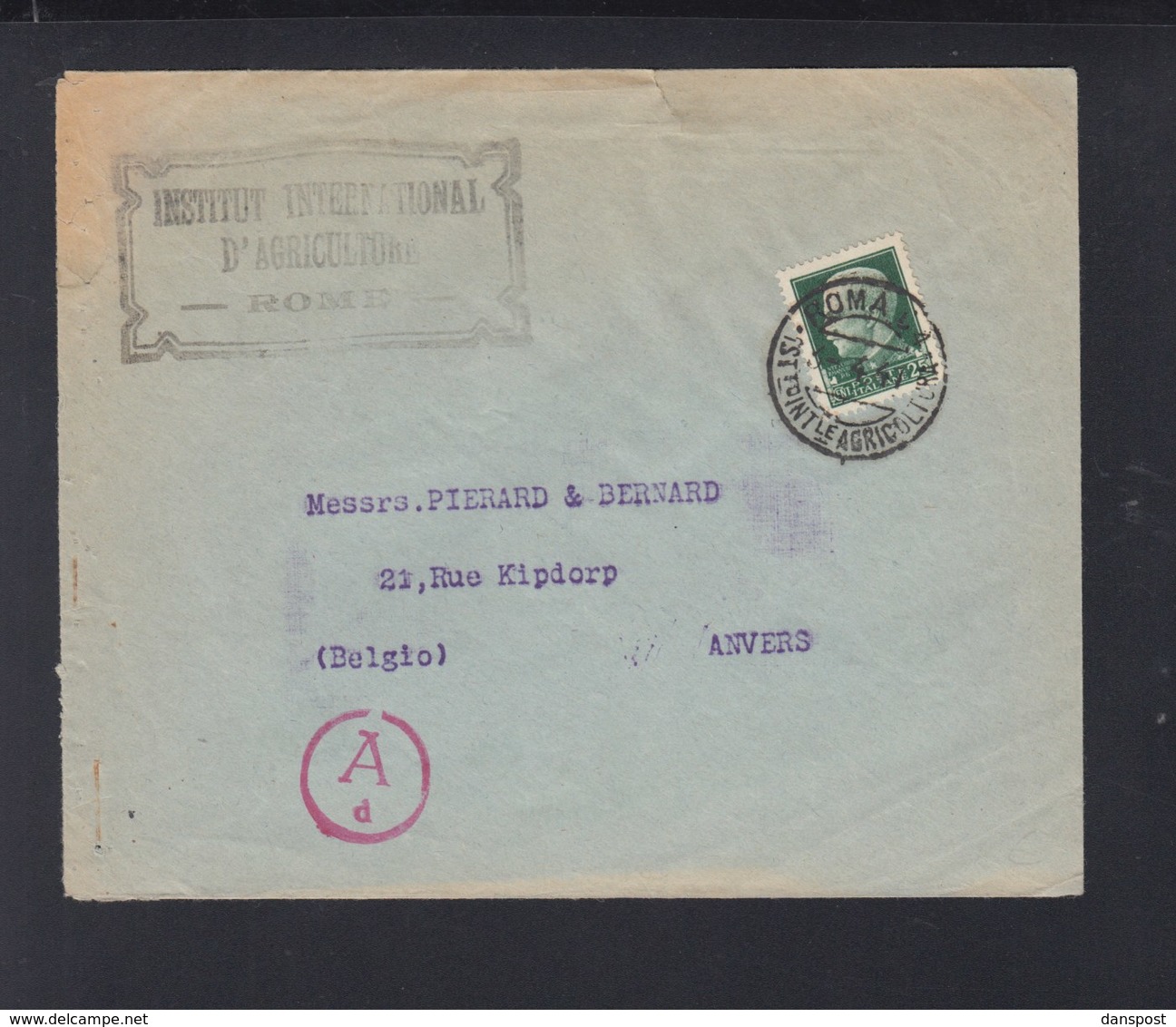 Lettera Inst. Int. Agricoltura 1941 Censura - Storia Postale