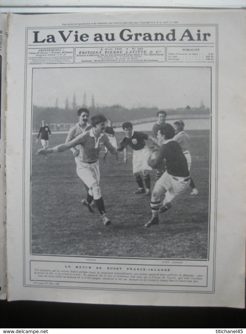 1910 RUGBY FRANCE-IRLANDE/HENRI FARMAN/CYCLISME : PARIS ROUBAIX - MEETING PARC DES PRINCES/ HOCKEY : FRANCE-ANGLETERRE - 1900 - 1949