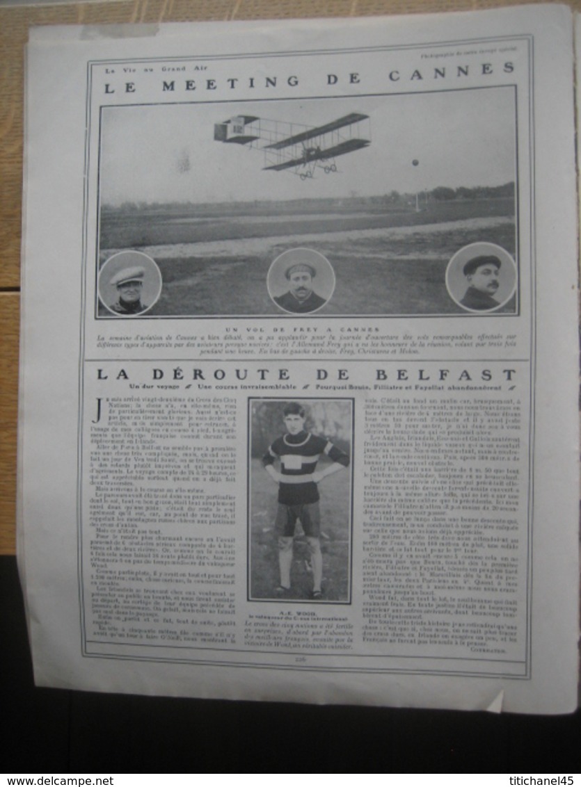 1910 RUGBY FRANCE-IRLANDE/HENRI FARMAN/CYCLISME : PARIS ROUBAIX - MEETING PARC DES PRINCES/ HOCKEY : FRANCE-ANGLETERRE