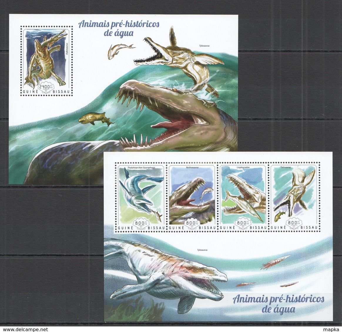 SS888 2014 GUINE GUINEA-BISSAU FAUNA REPTILES MARINE PREHISTORIC ANIMALS KB+BL MNH - Vor- U. Frühgeschichte