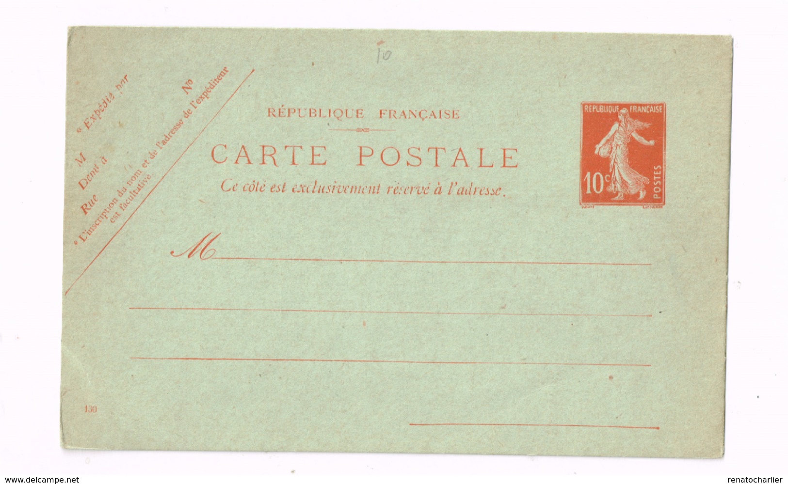 Entier Postal à 10 Centimes.Semeuse. - Cartoline Postali E Su Commissione Privata TSC (ante 1995)