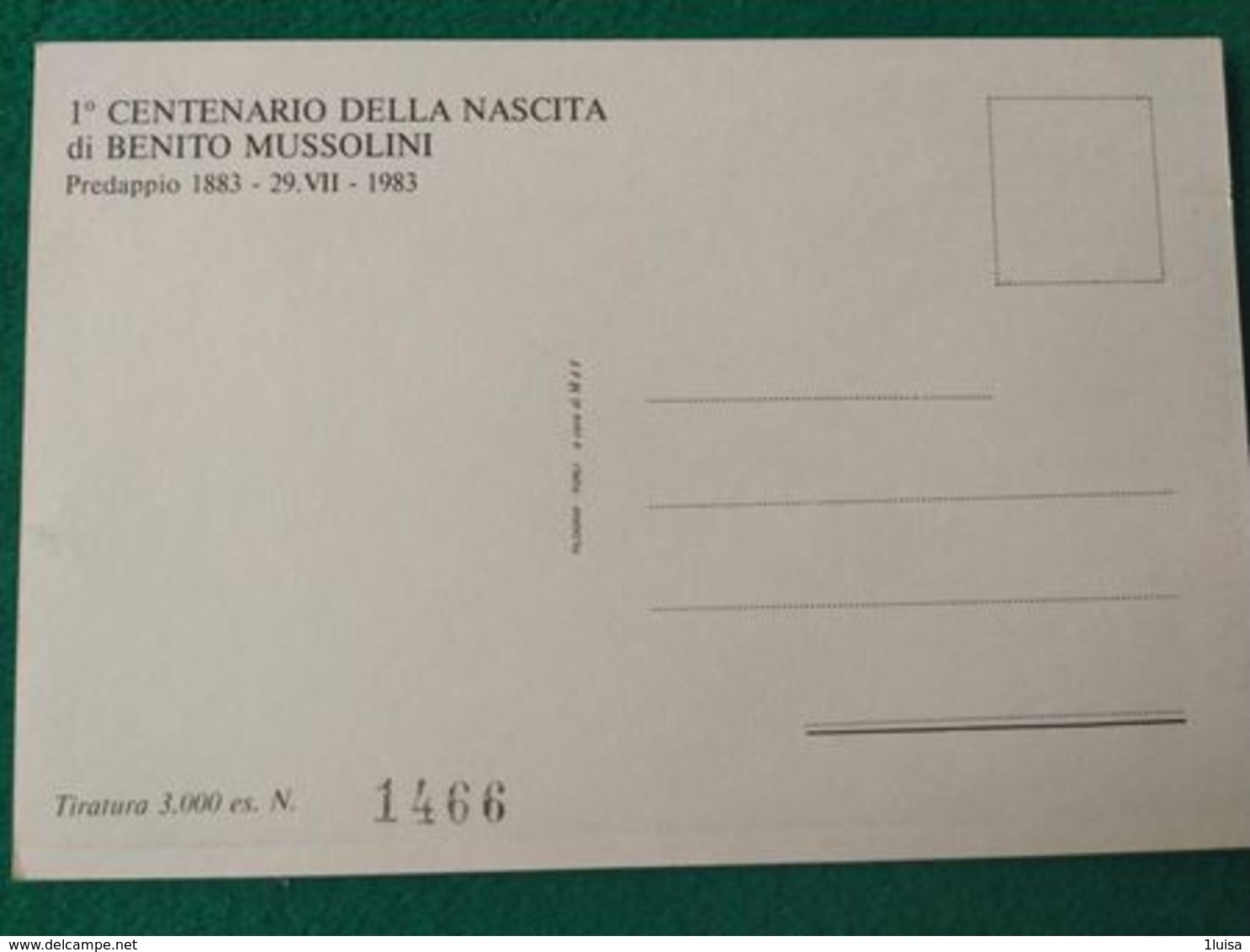 FASCISMO Centenario Nascita Benito Mussolini Predappio 1983 - Guerra 1939-45