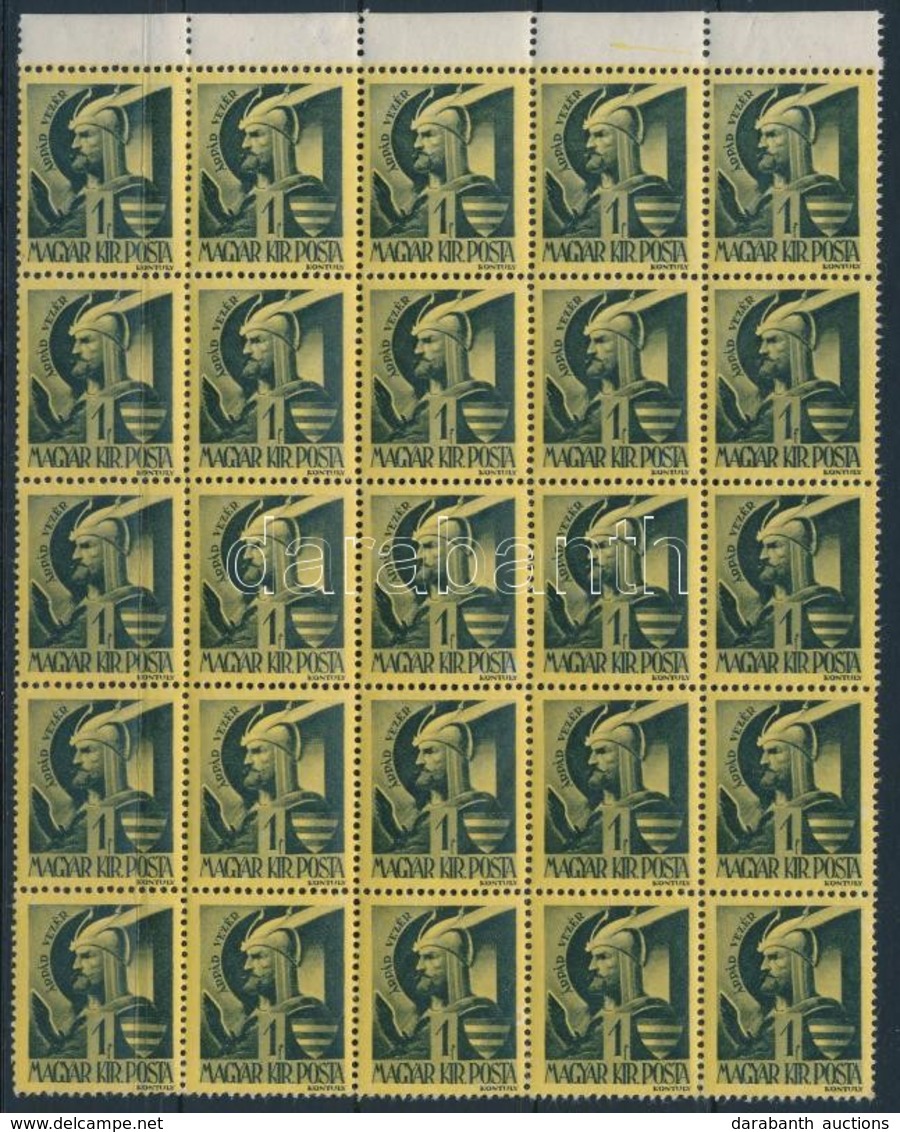 ** 1945 Kisegítő 20f/1f Alapnyomattal, Felülnyomás Nélkül, 25-ös ívdarab / Mi 781 Without Overprint, Block Of 25 - Sonstige & Ohne Zuordnung