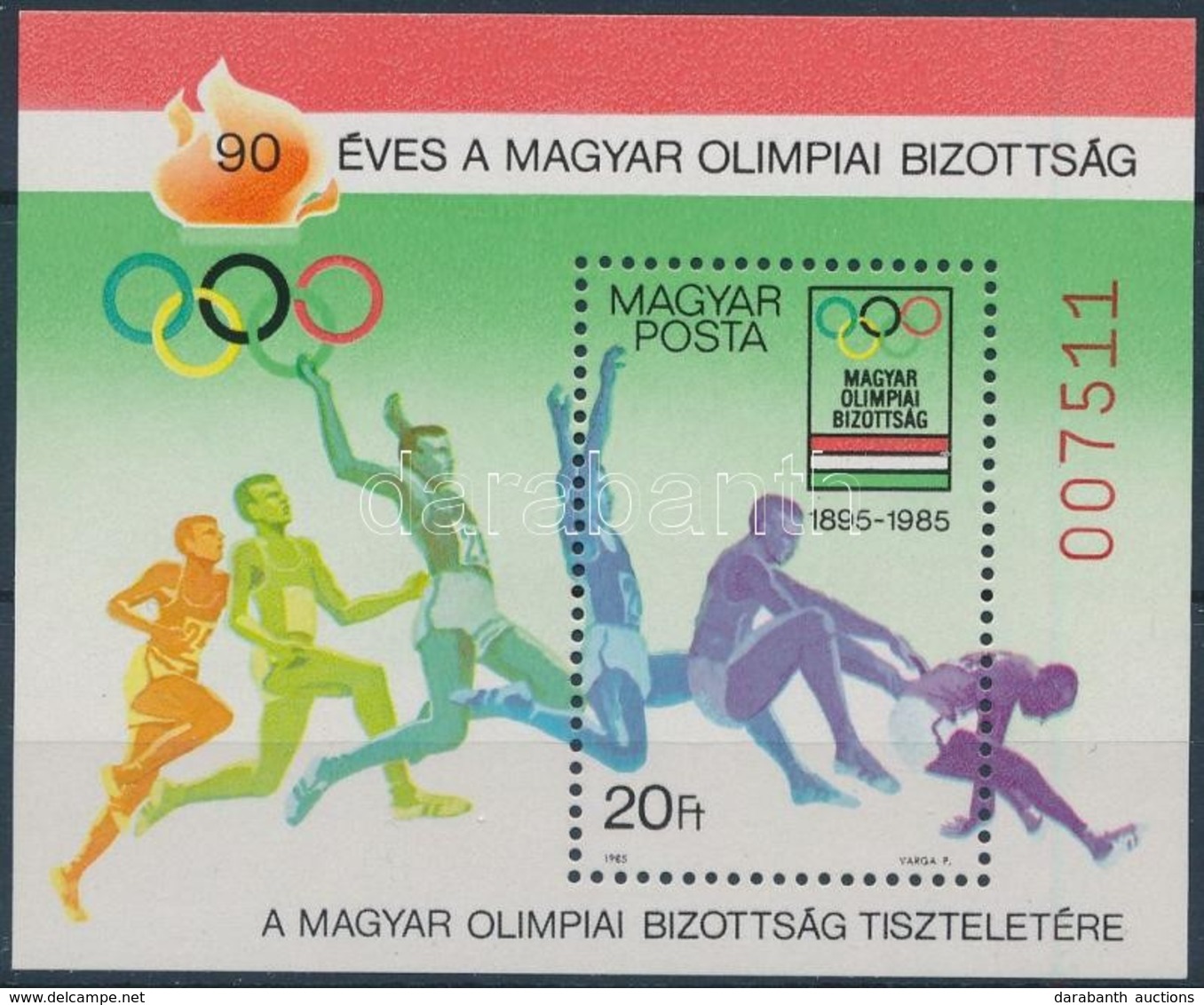 ** 1985 90 éves A Magyar Olimpiai Bizottság Ajándék Blokk (26.000) - Otros & Sin Clasificación