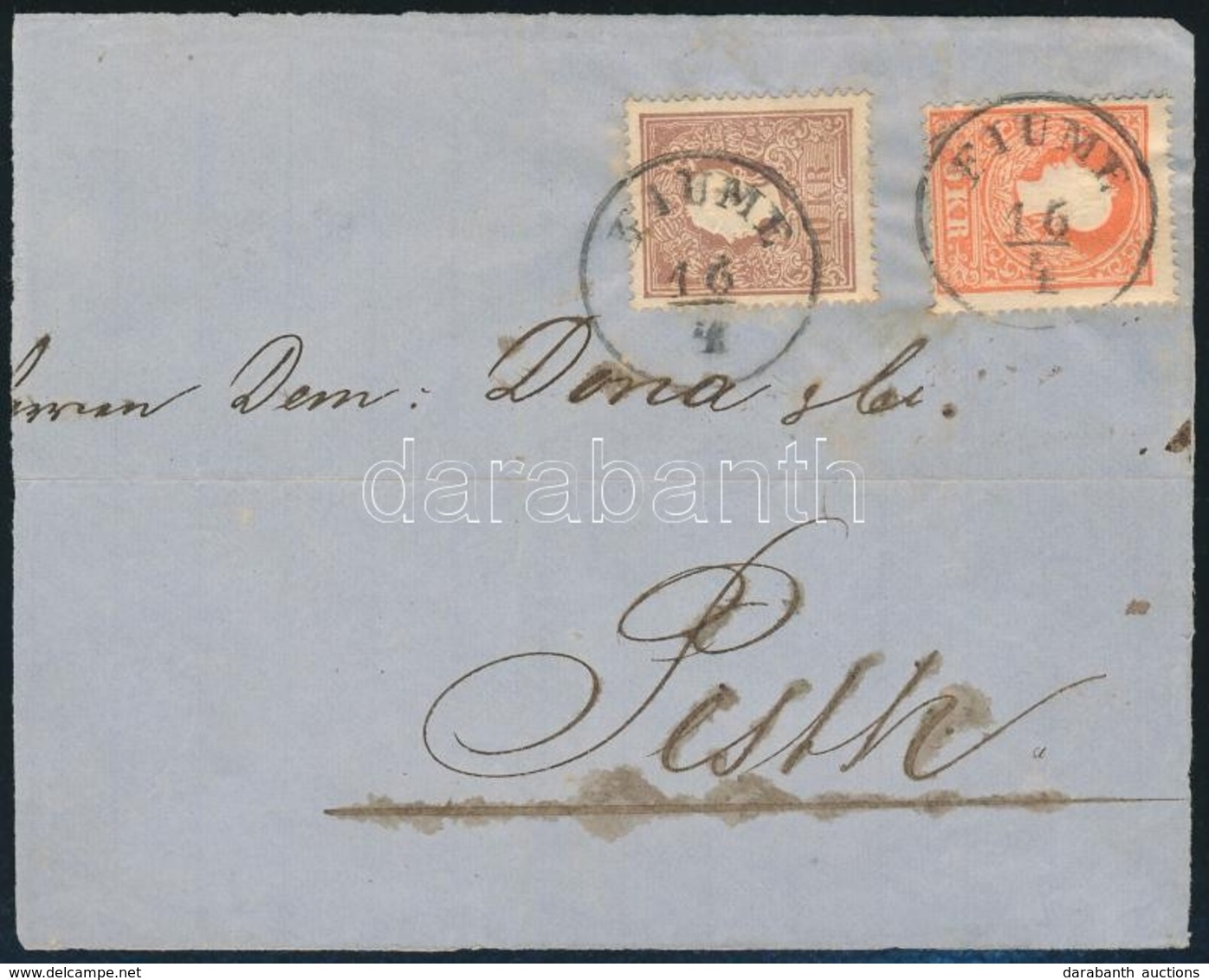 1858 5kr + 10kr Levél Előlapon ,,FIUME' - Autres & Non Classés