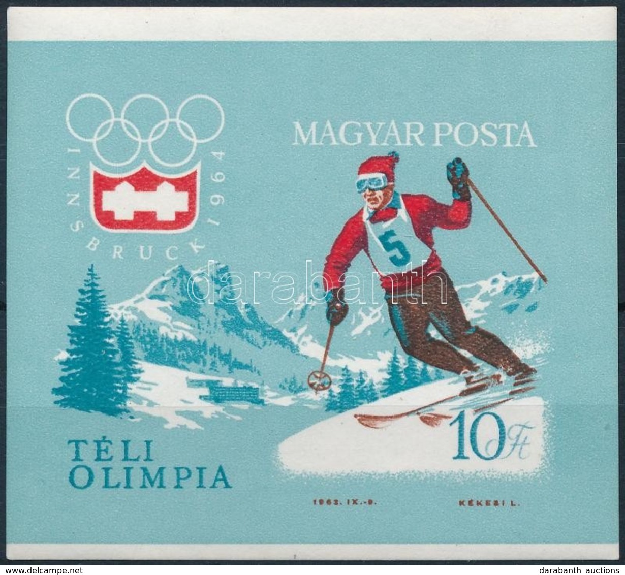 ** 1964 Téli Olimpia (II.) - Innsbruck Vágott Blokk (6.000) - Otros & Sin Clasificación