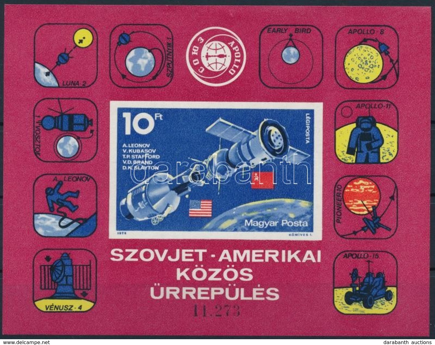 ** 1975 Szovjet-amerikai Közös űrrepülés Vágott Blokk (4.500) - Otros & Sin Clasificación