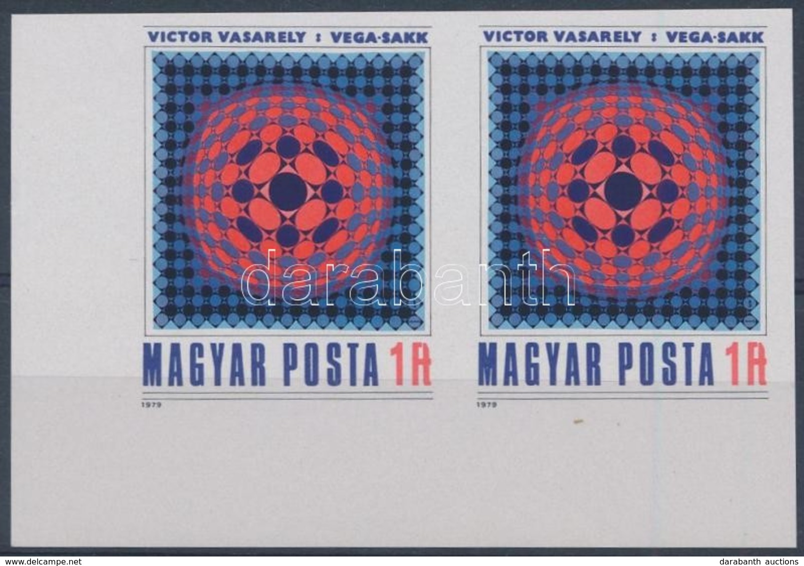 ** 1979 Vasarely Vágott ívsarki Pár (6.000) - Otros & Sin Clasificación