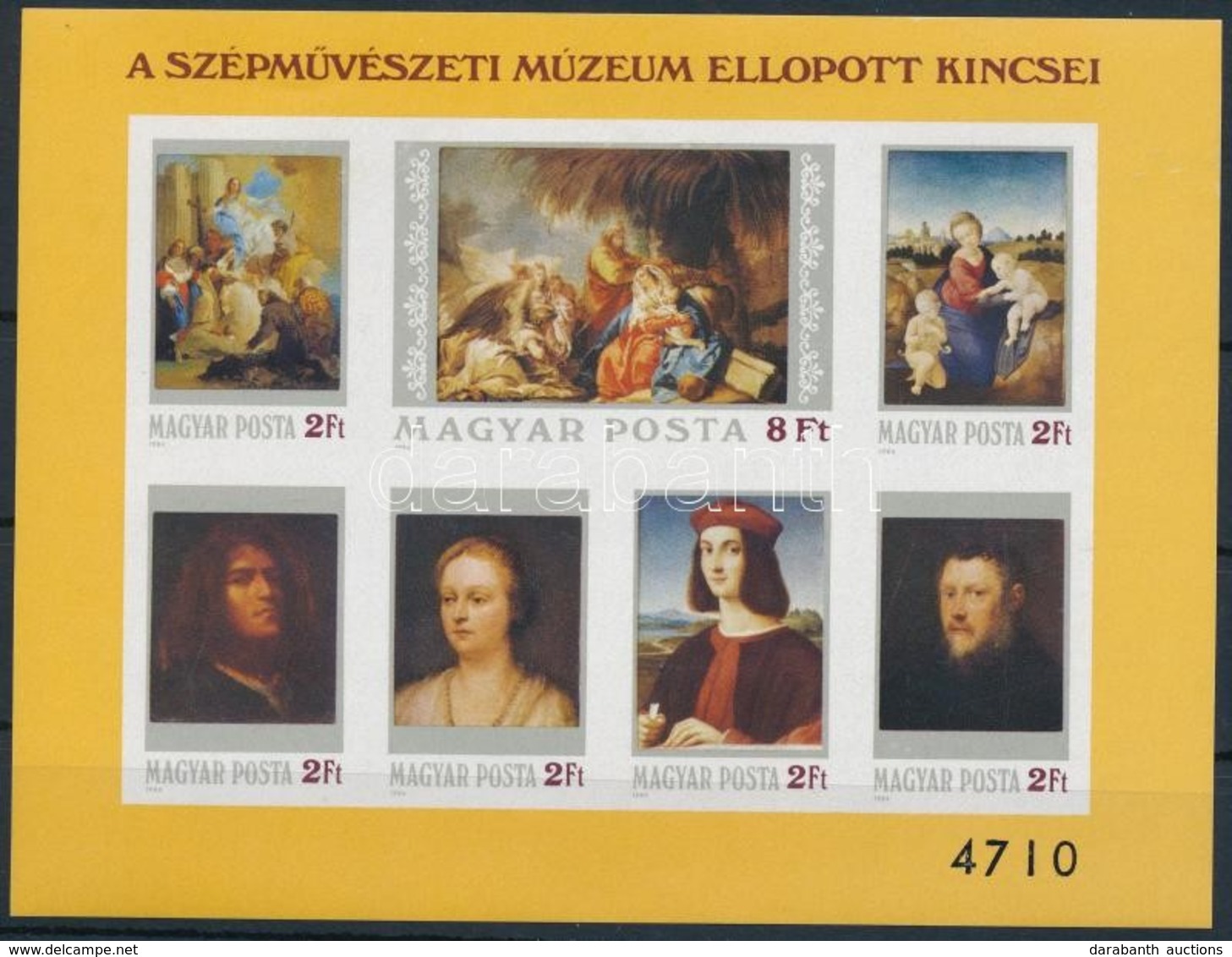 ** 1984 Festmény (XXII.) - A Szépművészeti Múzeum Ellopott Kincsei Vágott Blokk (7.000) - Otros & Sin Clasificación