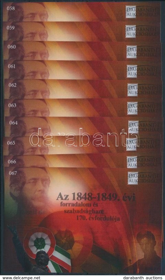 ** 2018 10 Db Az 1848-1849. évi Forradalom és Szabadságharc 170. évfordulója Emlékív (15.000) - Autres & Non Classés