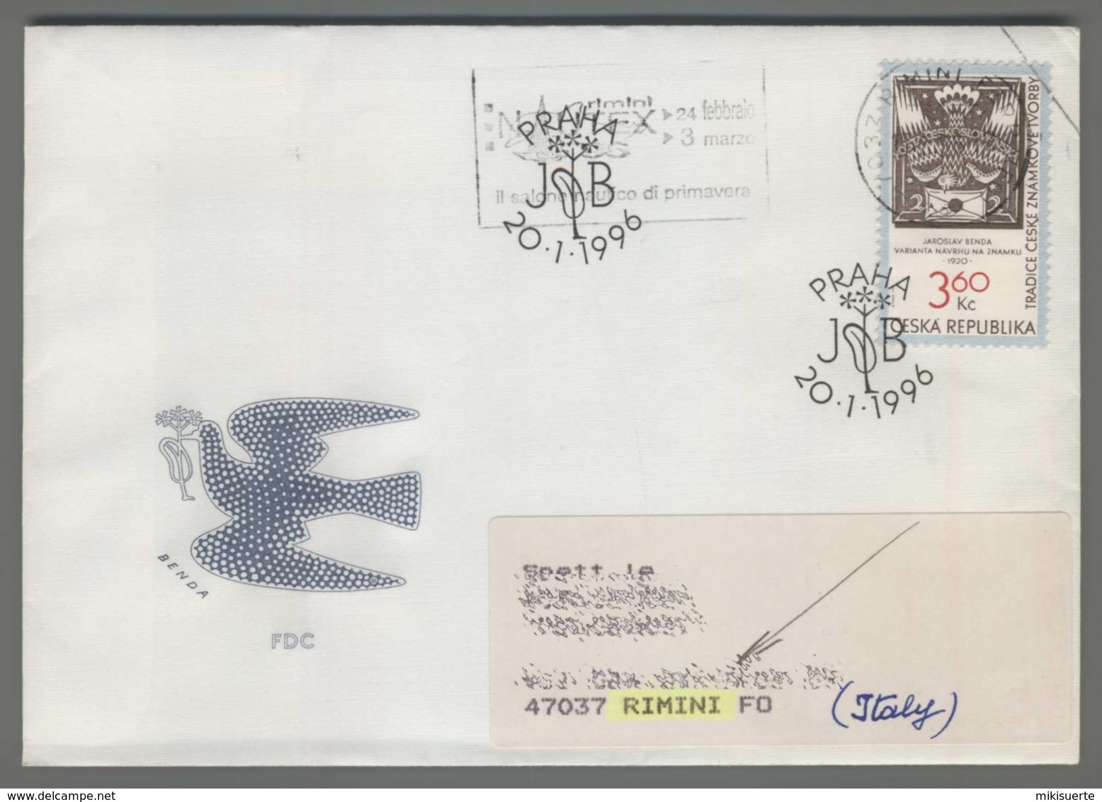 C4166 Ceska Republika FDC 1996 TRADICE CESKE ZNAMKOVE TVORBY 3.60 KC VG - FDC