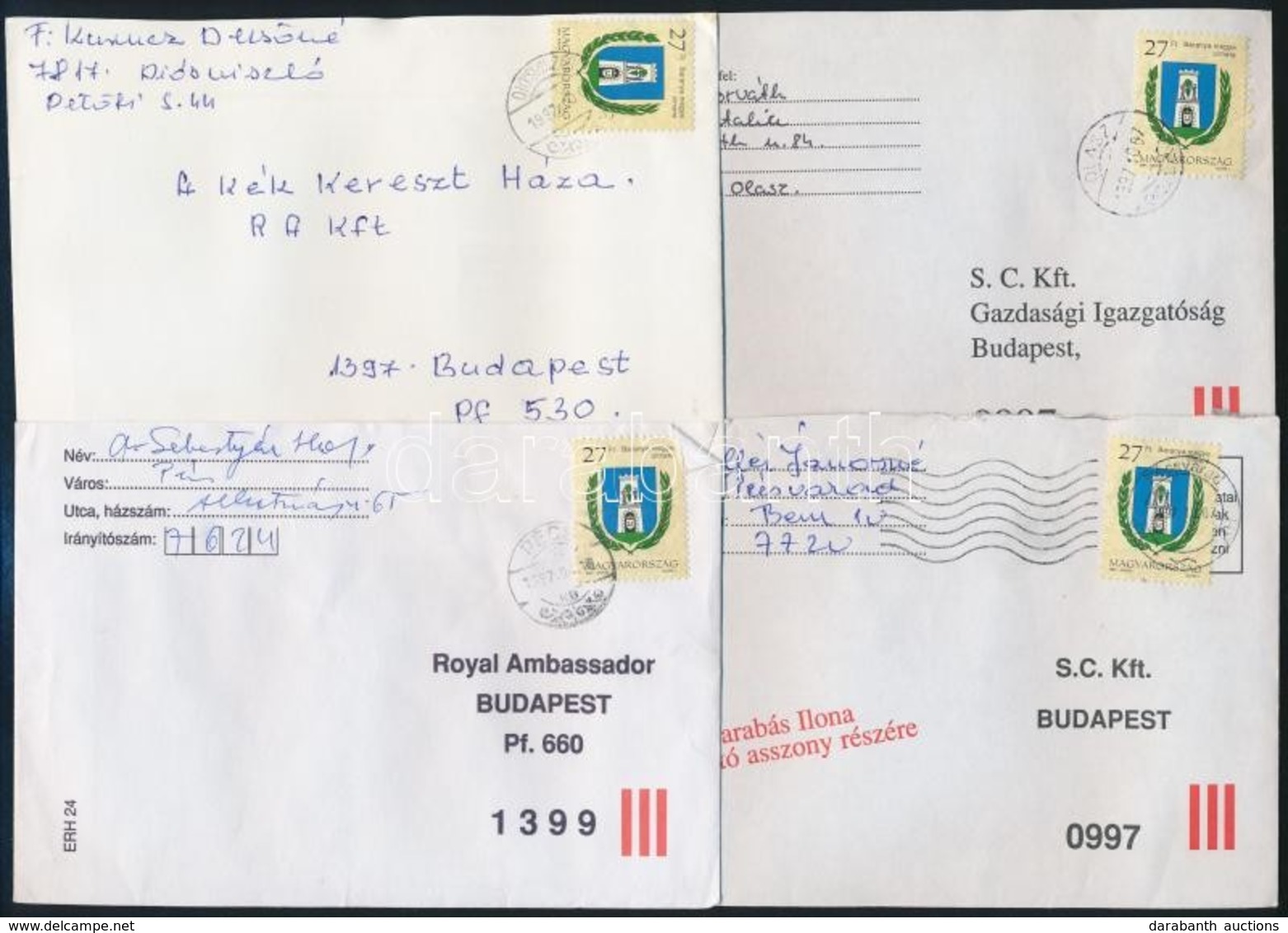 1995-1997 150 Db Baranya Megyei Címeres Levél, Saját Megyei Településekről - Sonstige & Ohne Zuordnung
