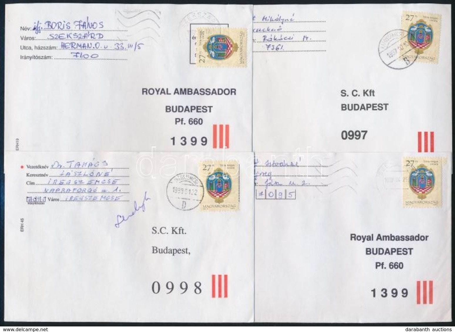 1995-1997 150 Db Tolna Megyei Címeres Levél, Saját Megyei Településekről - Sonstige & Ohne Zuordnung