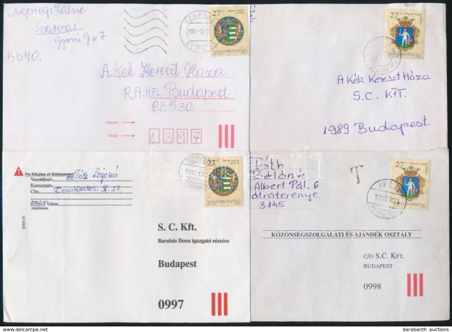 1995-1997 200 Db Nógrád és Békés Megyei Címeres Levél - Autres & Non Classés