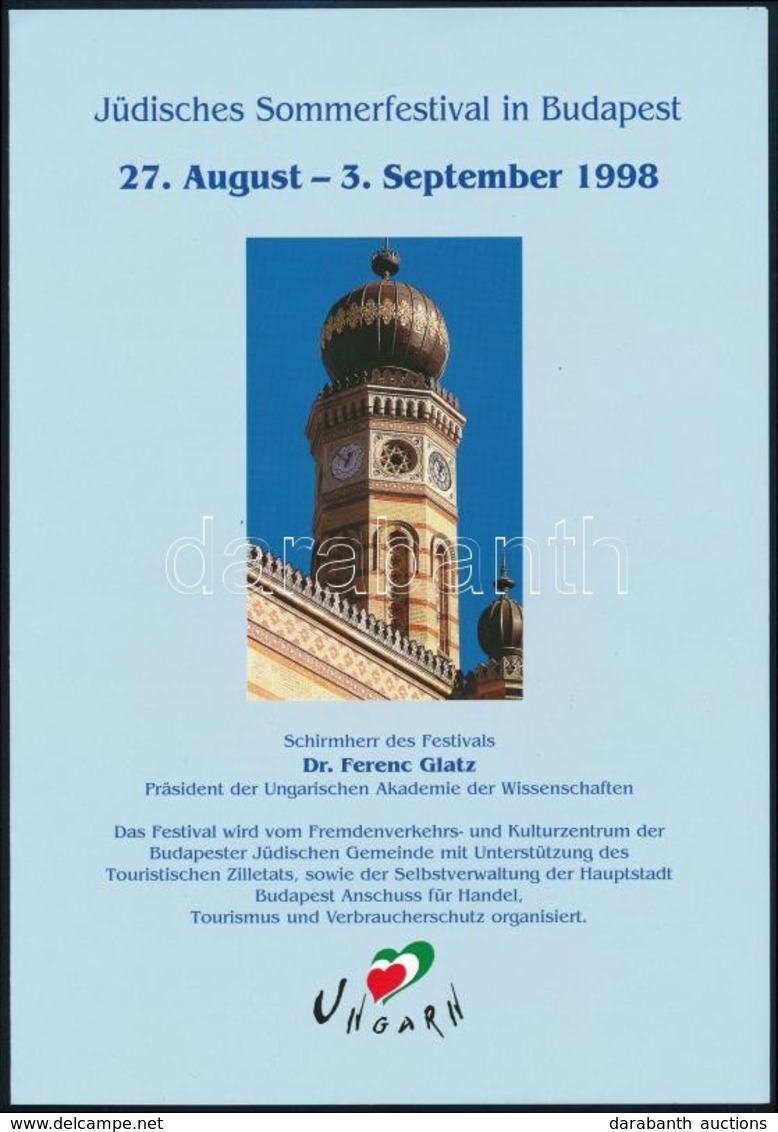 ** 1998 Német Nyelvű Program Az 1998. évi Budapesti Nyári Zsidó Fesztiválról,   + 1 Osztrák Emléklap Theodor Herzl  Rézn - Otros & Sin Clasificación