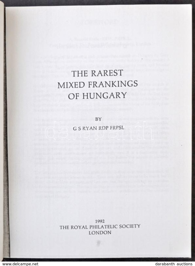 G.S.Ryan: The Rarest Mixed Frankings Of Hungary 1850-1971 (fénymásolt / Photocopy) - Autres & Non Classés