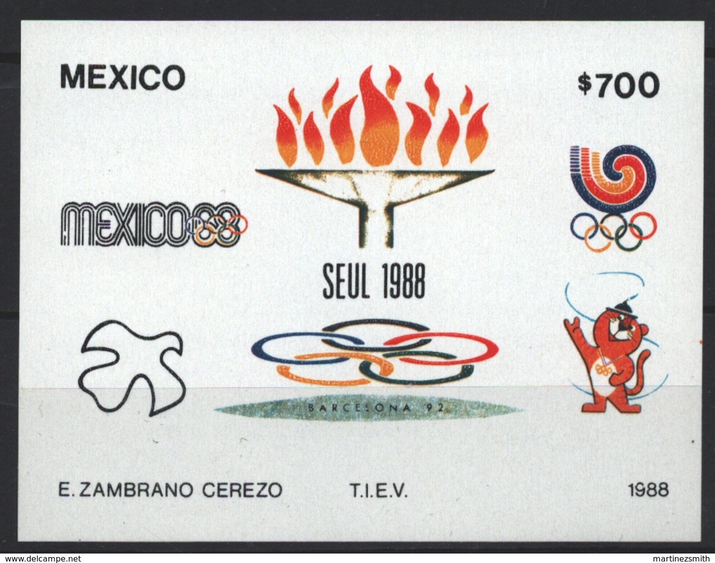 Mexico - Mexique 1988 Yvert BF 34, Summer Olympic Games, Seoul - Miniature Sheet - MNH - México