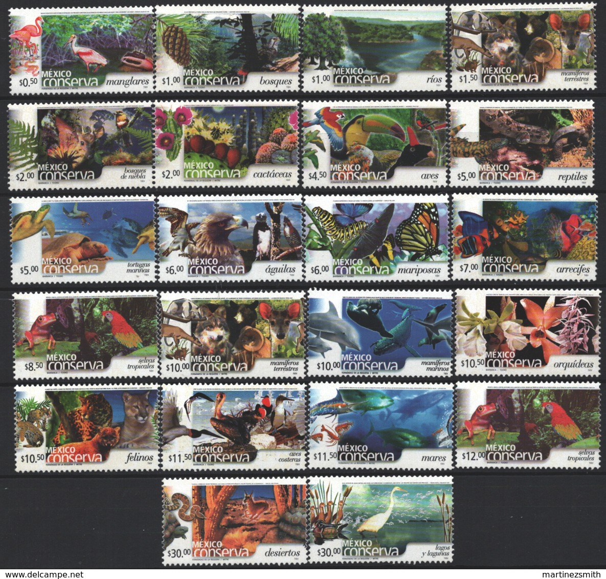 Mexico - Mexique 2002 Yvert 1978-99, Definitive Set - Nature Protection - Animals - MNH - Mexiko