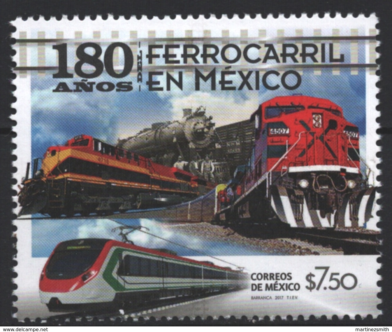 Mexico - Mexique 2017 Yvert 3053, 180th Anniversary Of The Transport In Mexico - MNH - México