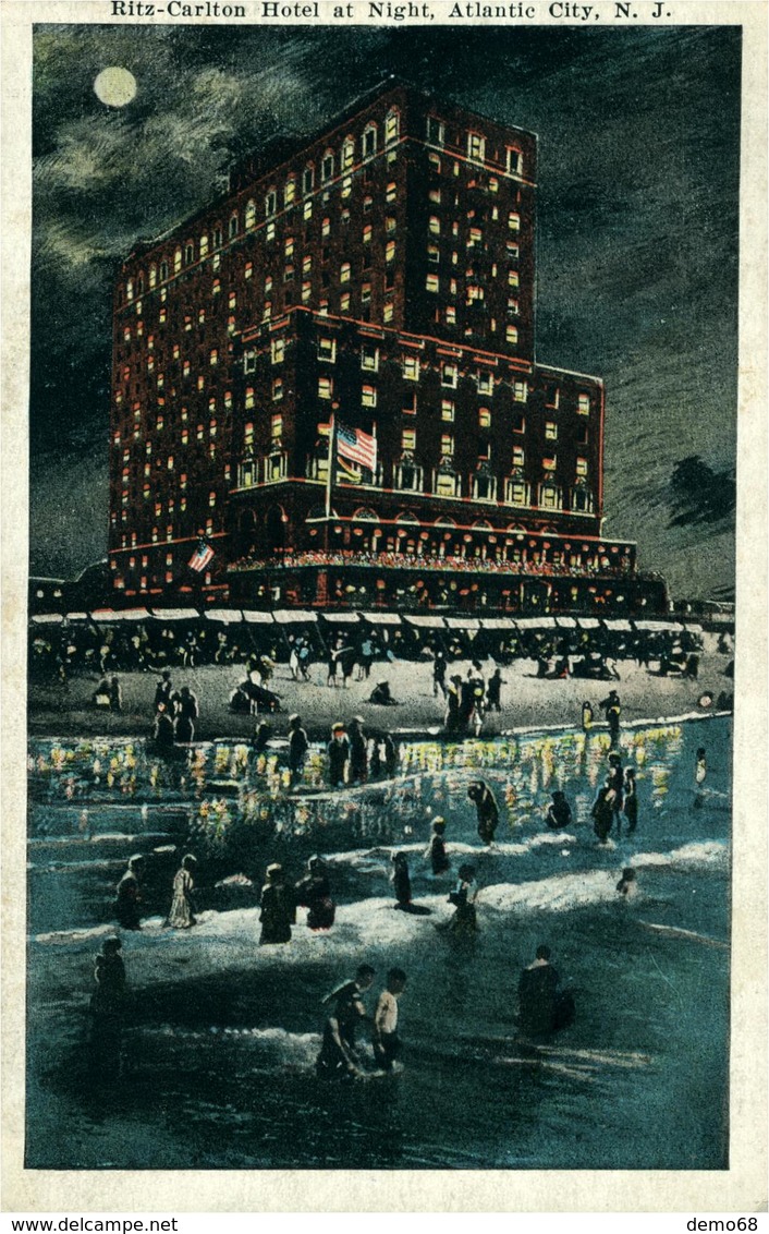 Amérique Du Nord Etats Unis NJ  New Jersey Atlantic City Ritz Carlton Hôtel At Night  Belle Litho By Sithens - Atlantic City