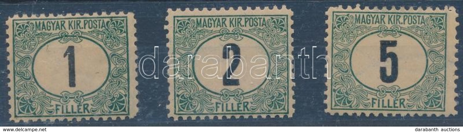 ** * 1903 Zöld Portó 1f, 2f, 5f 11 1/2 Fogazás, 2. Vízjelállás - Otros & Sin Clasificación