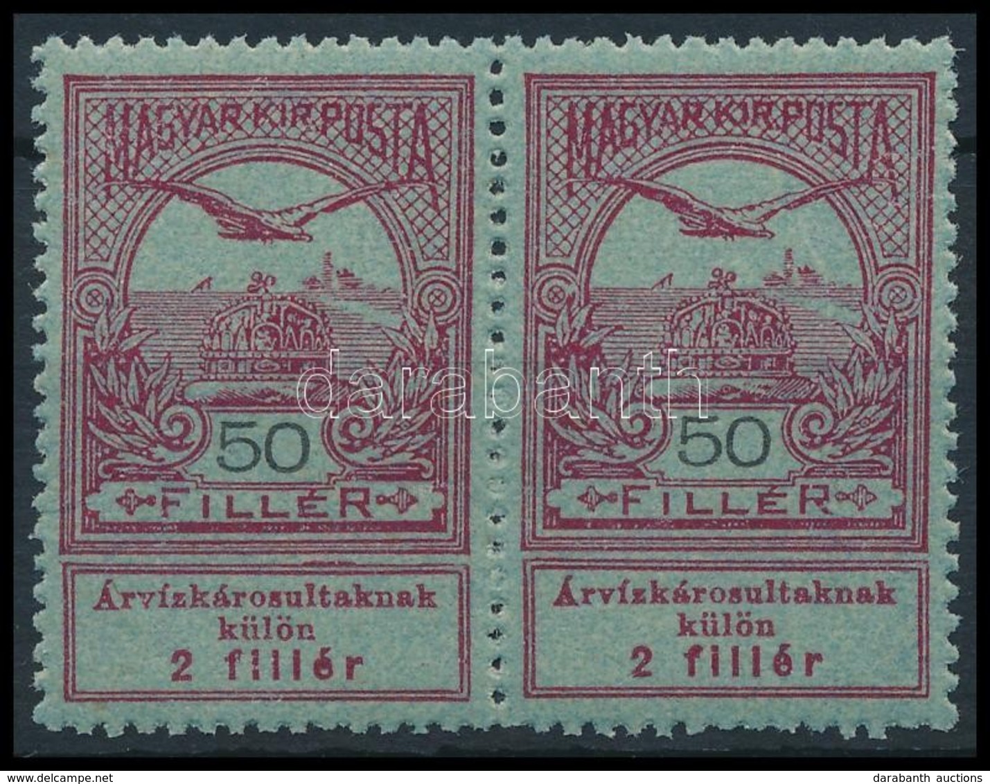 ** 1913 Árvíz I. 50f Pár, A Jobb Oldali II-es Típus - Otros & Sin Clasificación