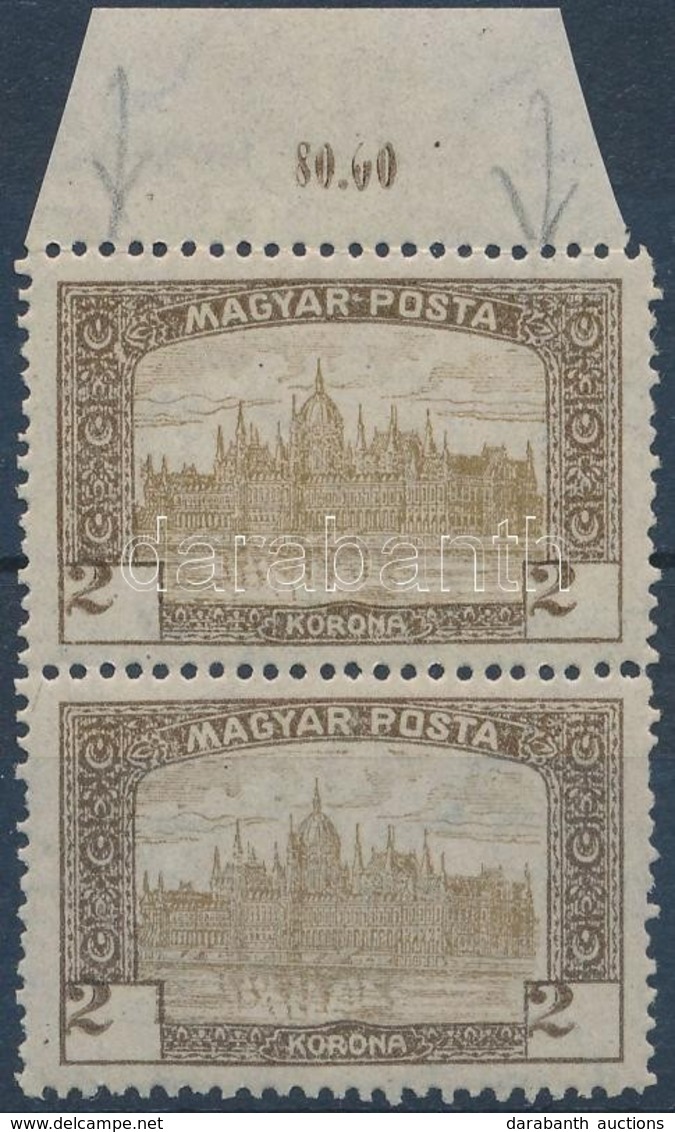 ** 1919 Magyar Posta 2 K Keretbe Tolódott értékszámokkal, Hiányos ívszéli összegzési Szám - Otros & Sin Clasificación