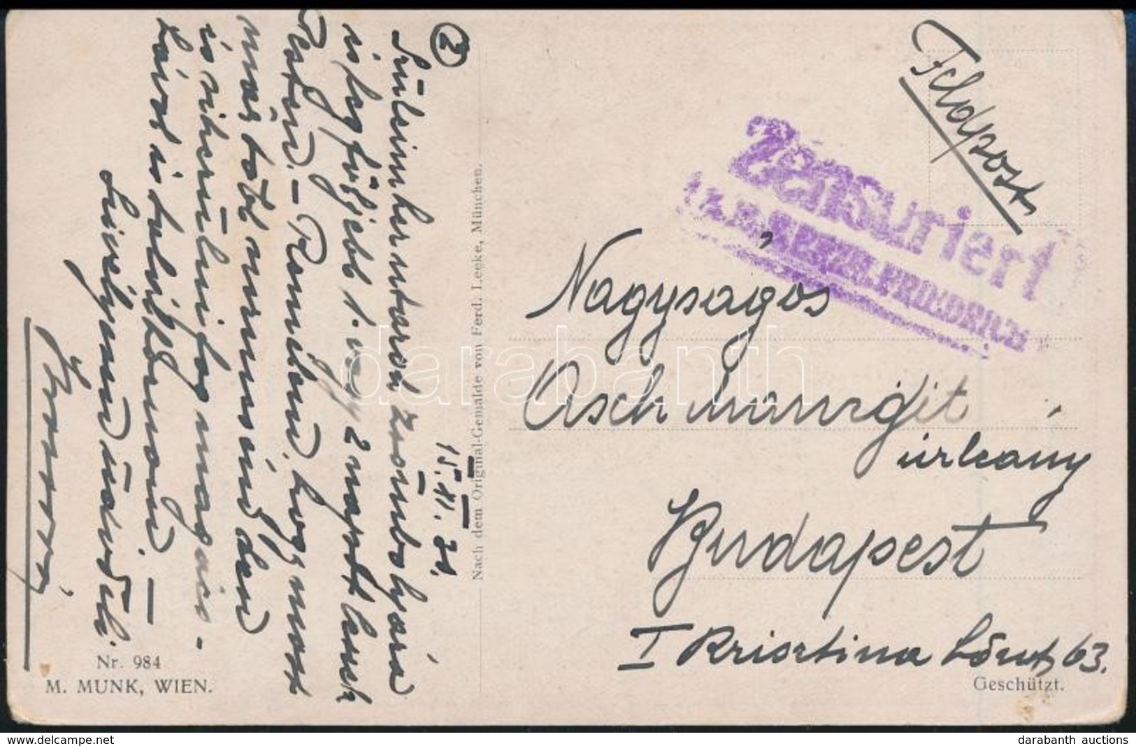 1915 Képeslap Haditengerészeti Postával  'Zensuriert S.M.S. ERZH. FRIEDRICH' - Autres & Non Classés