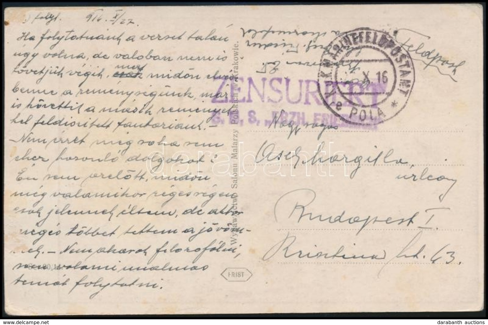 1916 Képeslap Haditengerészeti Postával  'ZENSURIERT S.M.S. ERZH. FRIEDRICH' - Otros & Sin Clasificación